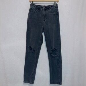 American Eagle AE Black Wash Denim High Rise Mom Straight Jean size 0